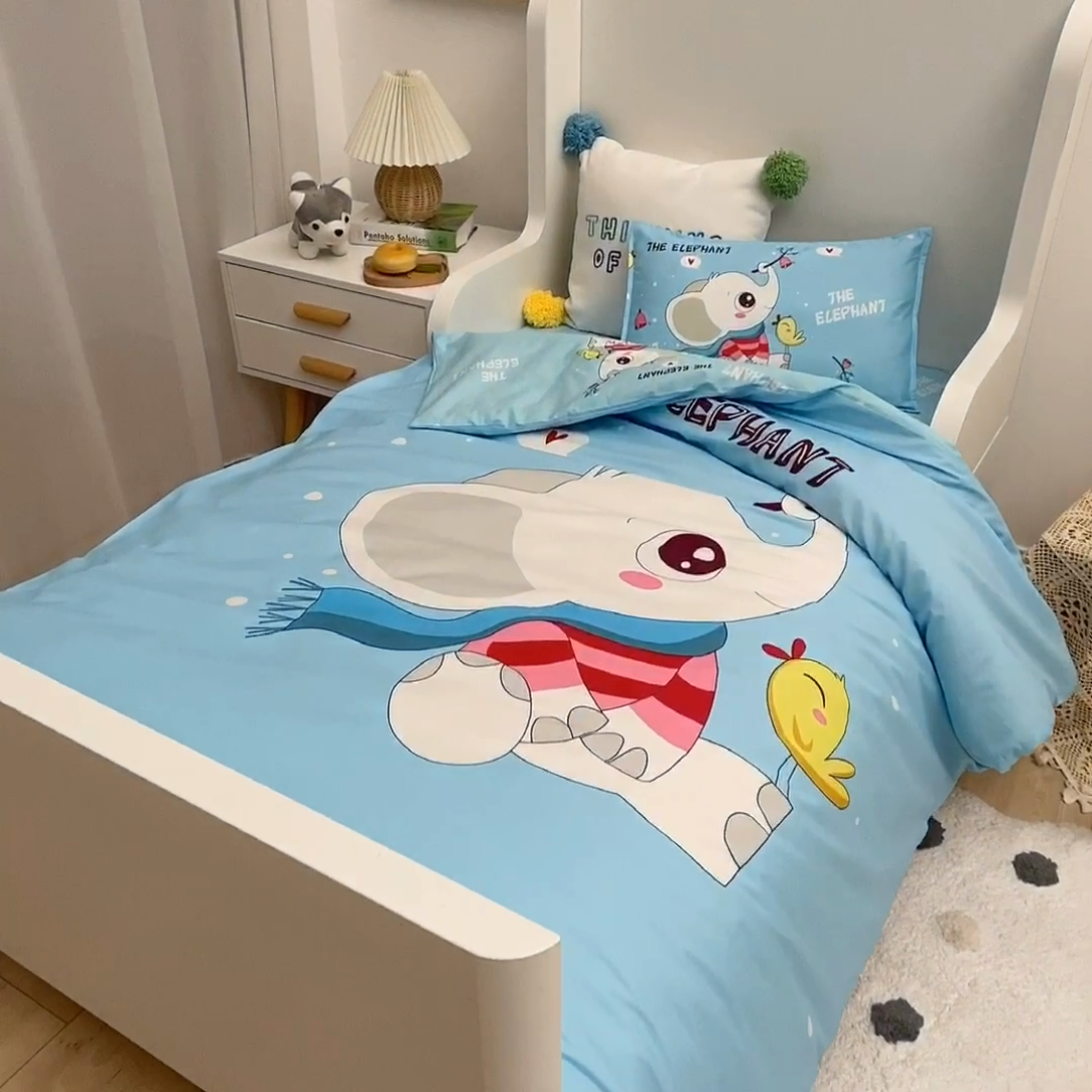 91家纺网 家纺一手货源 找家纺 2025新品全棉大版幼儿园三件套儿童被褥六件套宝宝午睡入园婴儿床床上用品 象宝宝