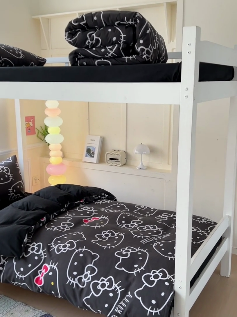 91家纺网 家纺一手货源 找家纺 海岛哥哥 2025新款A类云朵水洗棉三丽鸥正版授权四件套-学生床 三丽鸥-黑白KT