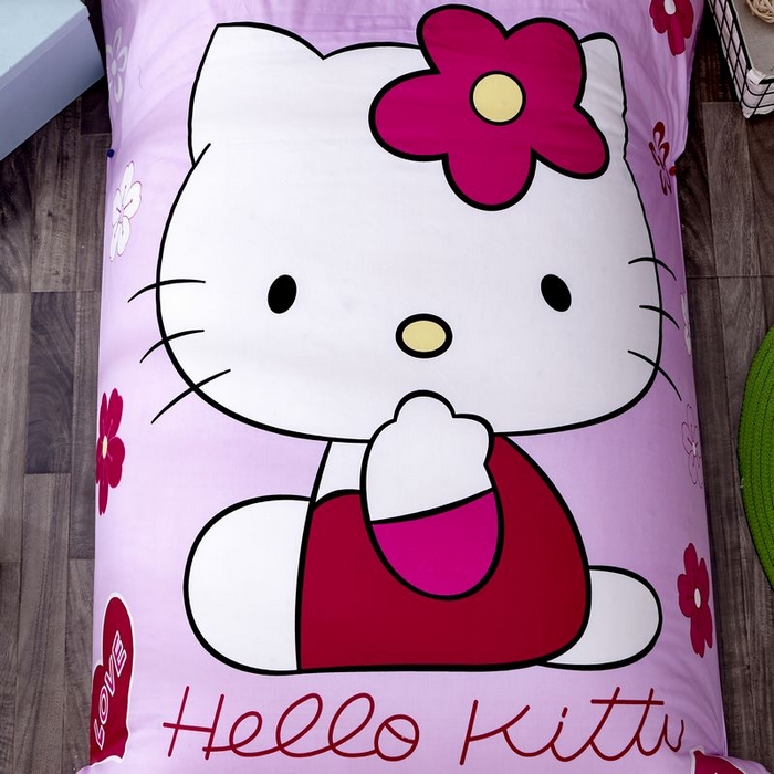 91家纺网 家纺一手货源 找家纺 2025新品全棉大版幼儿园三件套儿童被褥六件套宝宝午睡入园婴儿床床上用品 KT猫