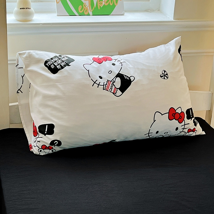 91家纺网 家纺一手货源 找家纺 海岛哥哥 2025新款A类云朵水洗棉三丽鸥正版授权四件套-学生床 三丽鸥-KT与小熊