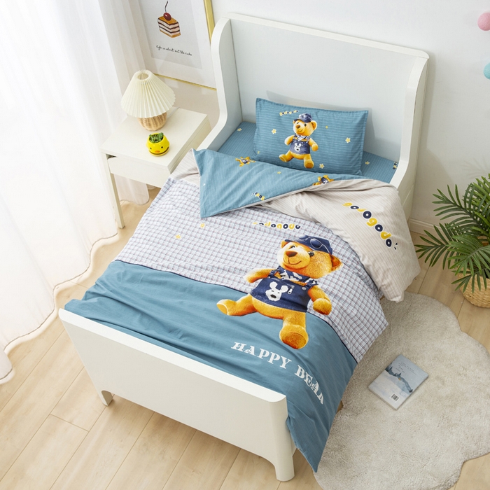 91家纺网 家纺一手货源 找家纺 2025新品全棉大版幼儿园三件套儿童被褥六件套宝宝午睡入园婴儿床床上用品 熊先生