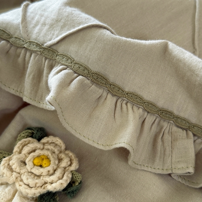 91家纺网 家纺一手货源 找家纺 佳汐蓝家纺 2025新款亲肤舒适打褶荷叶边双层皱皱纱四件套 普罗旺斯-竹青绿