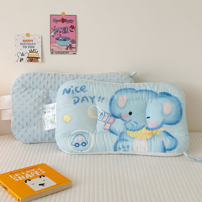 91家纺网 家纺一手货源 找家纺 嗨生活 2025新款A类大版卡通手绘AB版儿童豆豆枕枕芯系列 快乐小象 30*50cm/只
