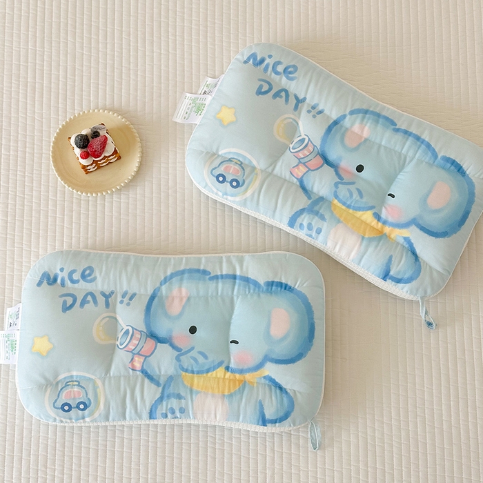 91家纺网 家纺一手货源 找家纺 嗨生活 2025新款A类大版卡通手绘AB版儿童豆豆枕枕芯系列 快乐小象 40*60cm/只