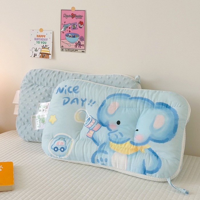 91家纺网 家纺一手货源 找家纺 嗨生活 2025新款A类大版卡通手绘AB版儿童豆豆枕枕芯系列 快乐小象 40*60cm/只