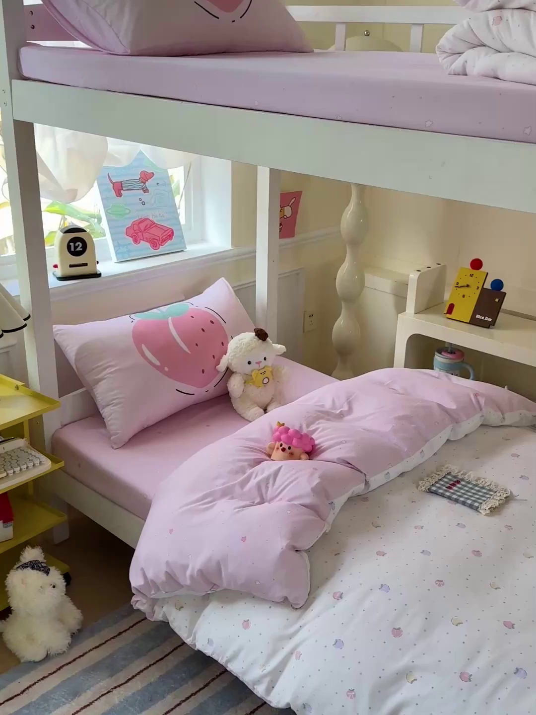 91家纺网 家纺一手货源 找家纺 港岛妹妹 2025新款软柔棉105g大版双面印花宿舍学生三件套上下铺三件套 桃子汽水