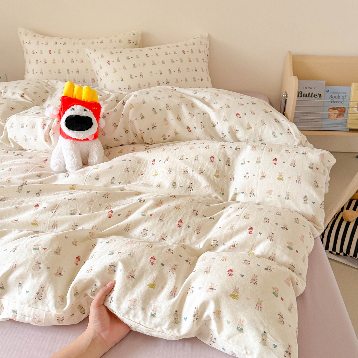 91家纺网 家纺一手货源 找家纺 （总）麦伦家居 2025新款A类全棉纯棉有氧双层纱人字纹提花四件套