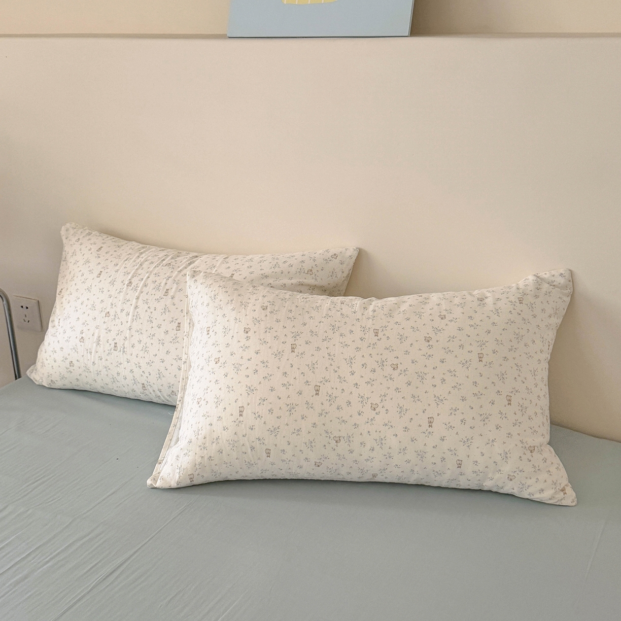 91家纺网 家纺一手货源 找家纺 麦伦家居 2025新款A类全棉纯棉有氧双层纱人字纹提花四件套 兰花兔