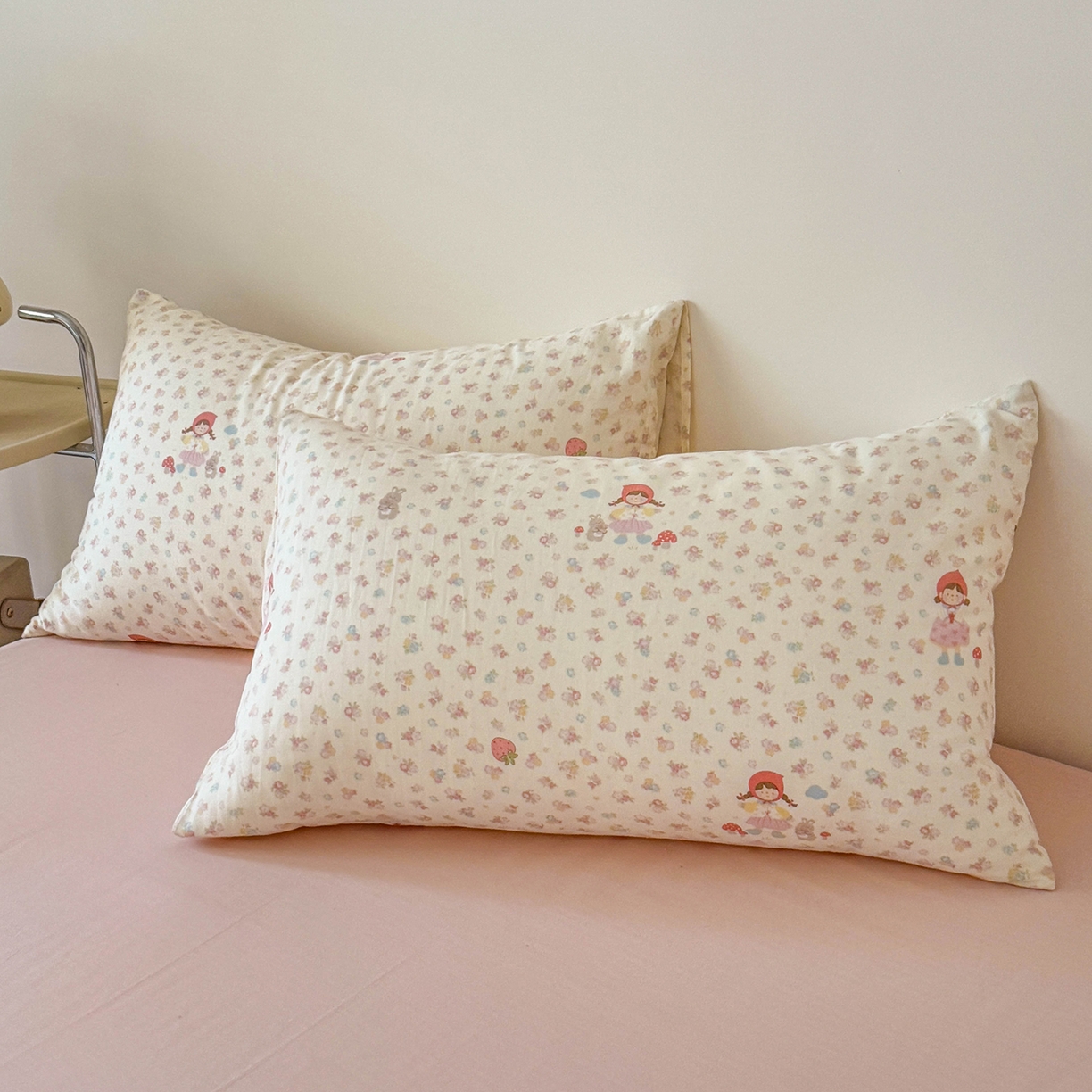 91家纺网 家纺一手货源 找家纺 麦伦家居 2025新款A类全棉纯棉有氧双层纱人字纹提花四件套 小红帽