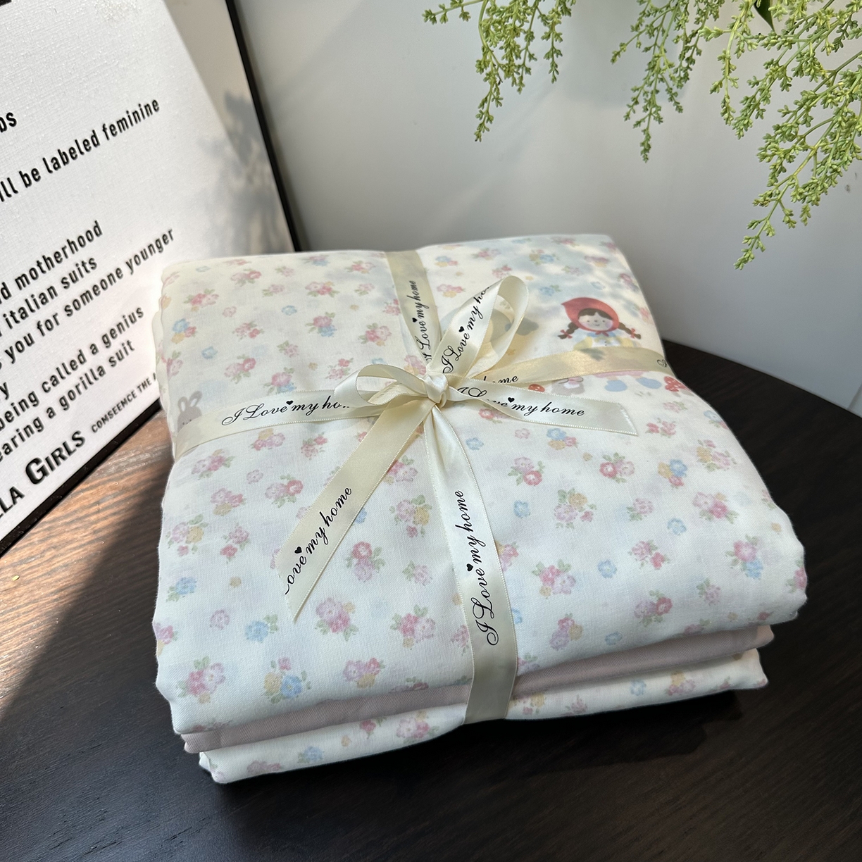 91家纺网 家纺一手货源 找家纺 麦伦家居 2025新款A类全棉纯棉有氧双层纱人字纹提花四件套 小红帽