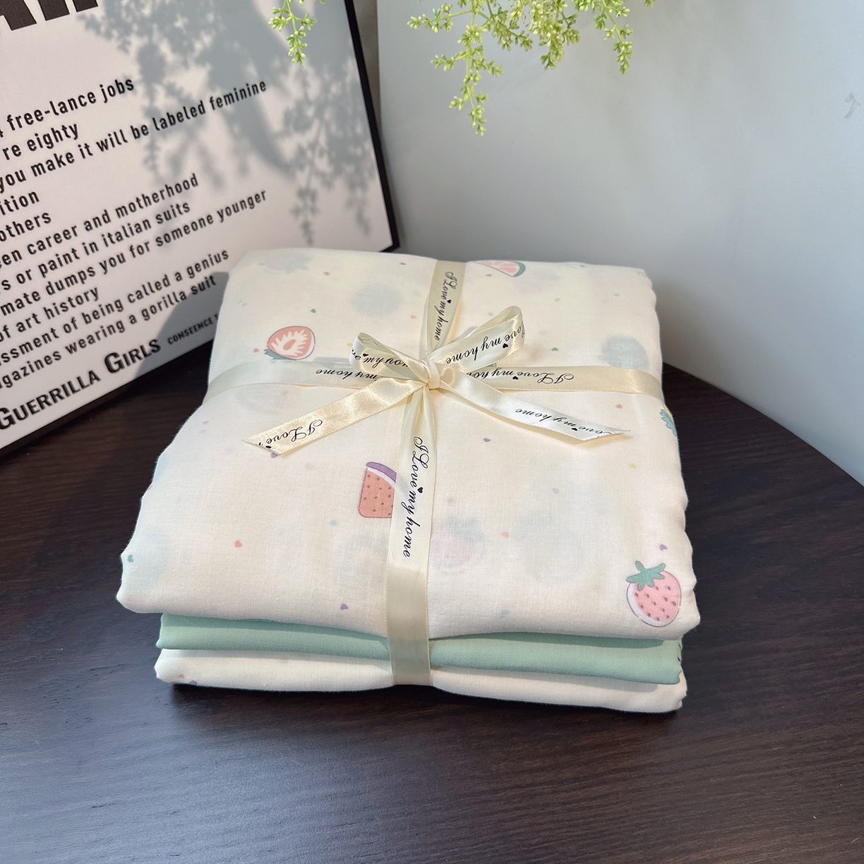 91家纺网 家纺一手货源 找家纺 （总）麦伦家居 2025新款A类全棉纯棉有氧双层纱人字纹提花四件套