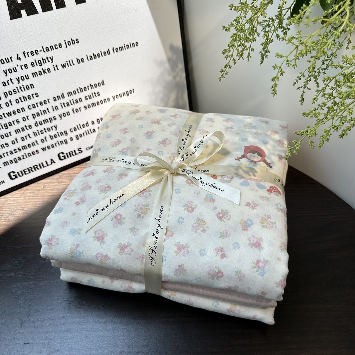 91家纺网 家纺一手货源 找家纺 麦伦家居 2025新款A类全棉纯棉有氧双层纱人字纹提花四件套 小红帽