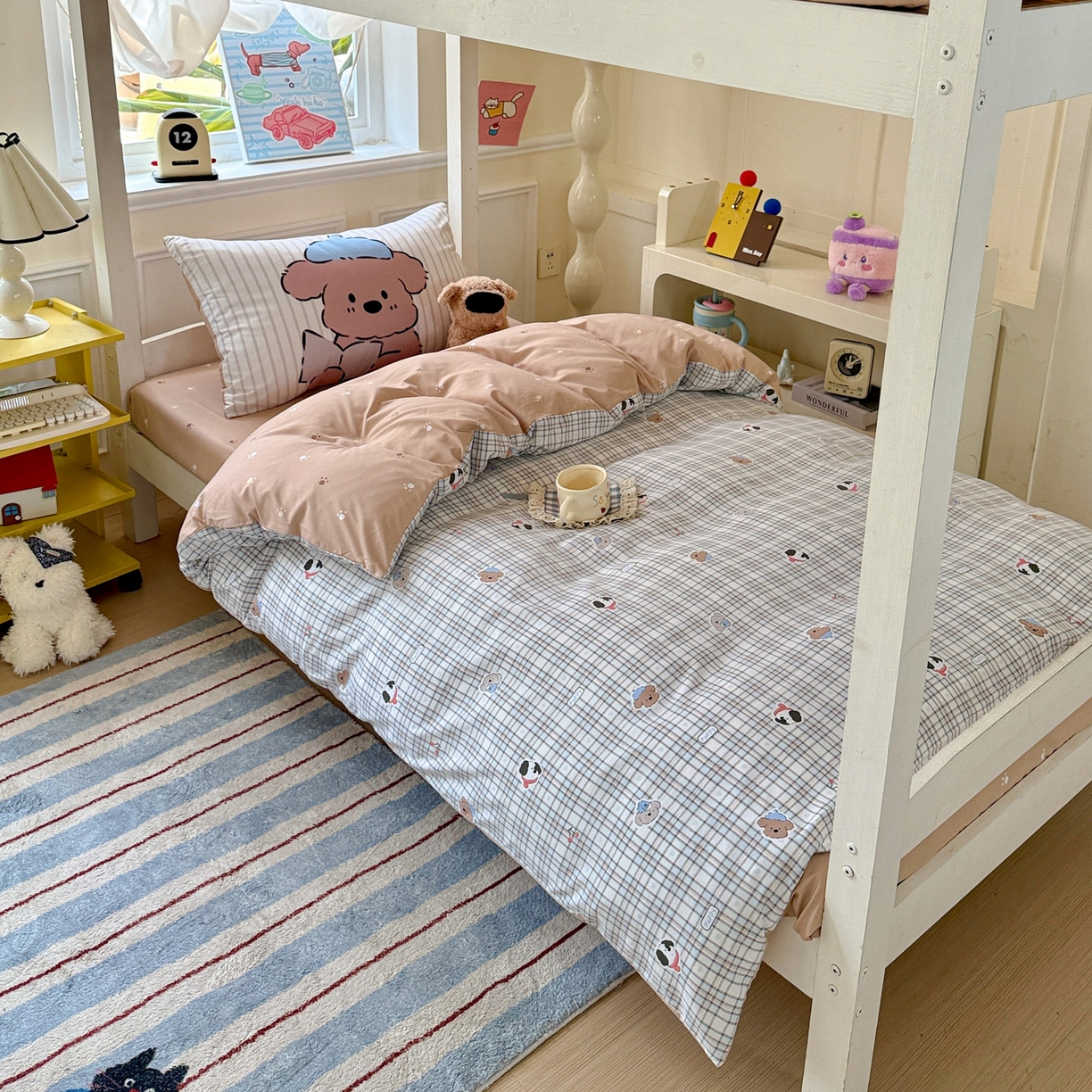 91家纺网 家纺一手货源 找家纺 （总）海岛哥哥 2025新款软柔棉105g大版双面印花宿舍学生三件套上下铺三件套（提供买家秀）