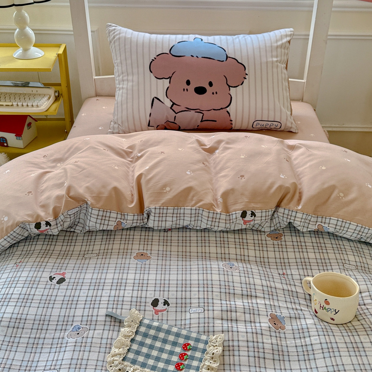 91家纺网 家纺一手货源 找家纺 （总）海岛哥哥 2025新款软柔棉105g大版双面印花宿舍学生三件套上下铺三件套（提供买家秀）