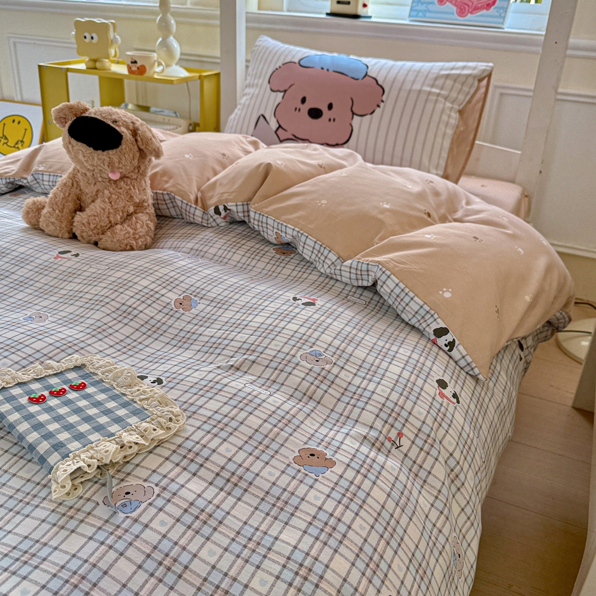 91家纺网 家纺一手货源 找家纺 （总）海岛哥哥 2025新款软柔棉105g大版双面印花宿舍学生三件套上下铺三件套（提供买家秀）