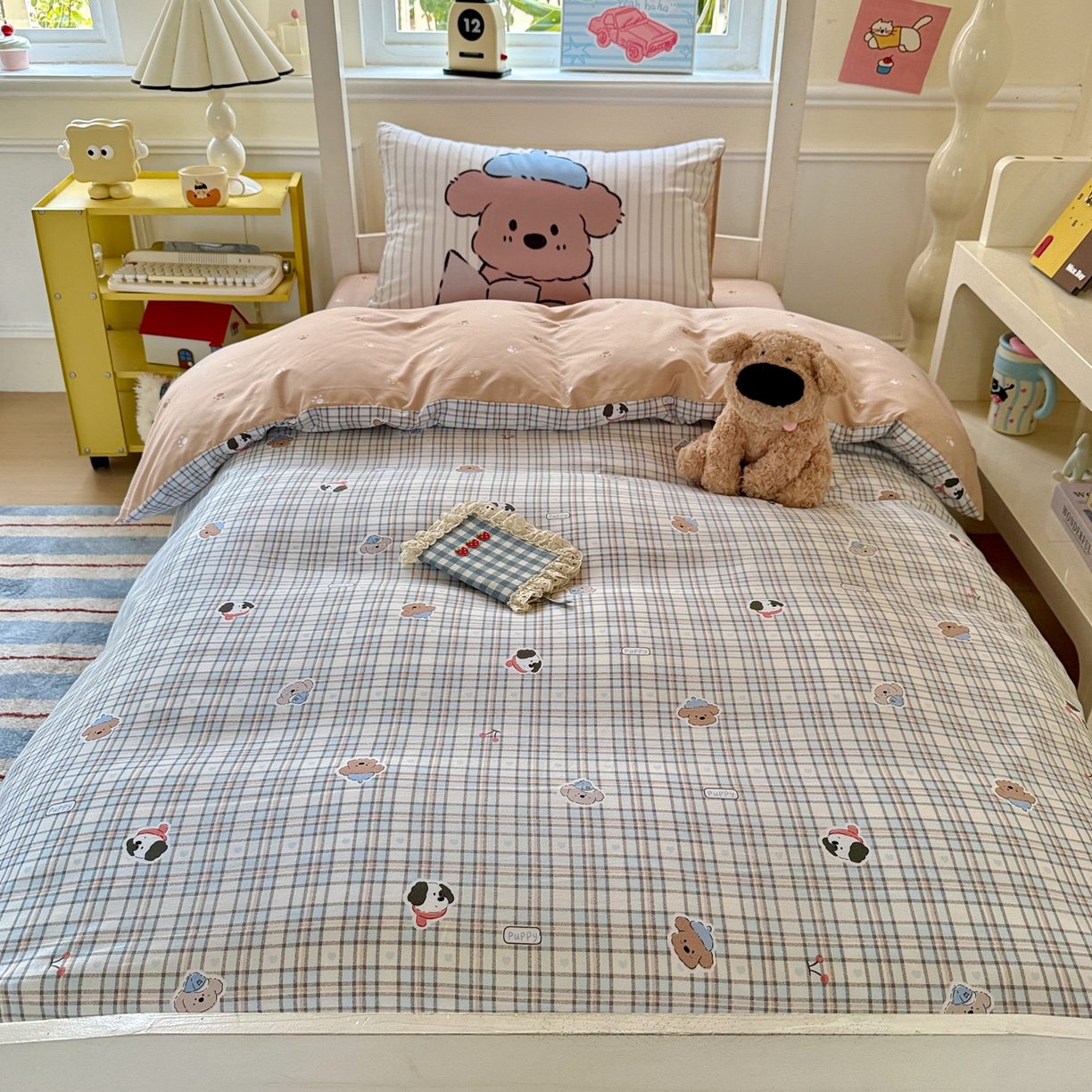 91家纺网 家纺一手货源 找家纺 （总）海岛哥哥 2025新款软柔棉105g大版双面印花宿舍学生三件套上下铺三件套（提供买家秀）