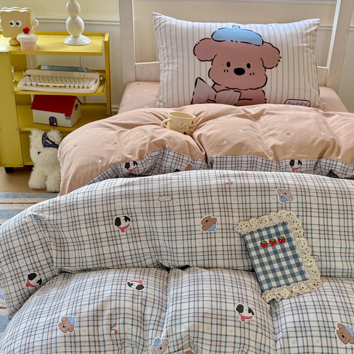 91家纺网 家纺一手货源 找家纺 （总）海岛哥哥 2025新款软柔棉105g大版双面印花宿舍学生三件套上下铺三件套（提供买家秀）