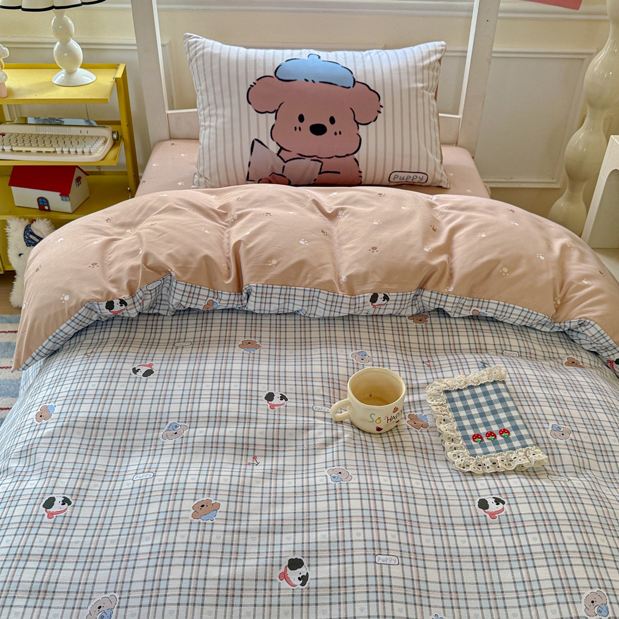 91家纺网 家纺一手货源 找家纺 （总）海岛哥哥 2025新款软柔棉105g大版双面印花宿舍学生三件套上下铺三件套（提供买家秀）