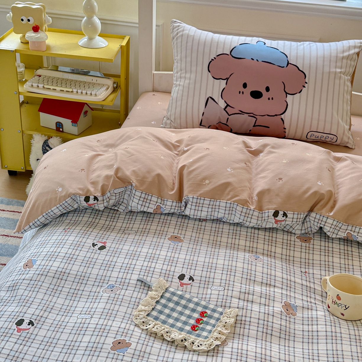 91家纺网 家纺一手货源 找家纺 （总）海岛哥哥 2025新款软柔棉105g大版双面印花宿舍学生三件套上下铺三件套（提供买家秀）