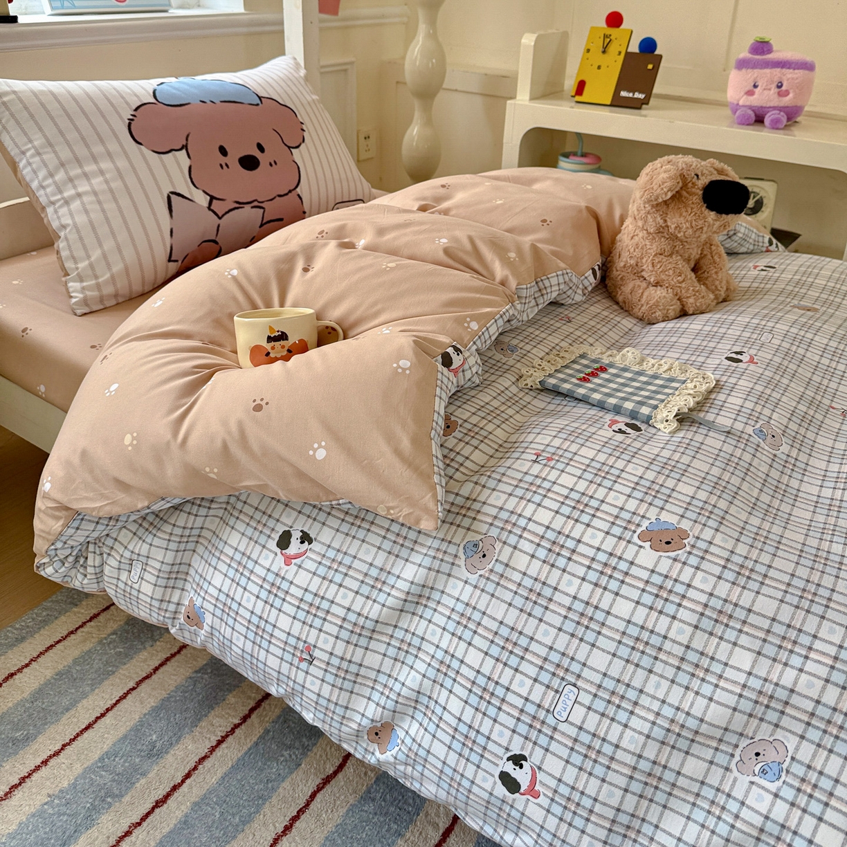 91家纺网 家纺一手货源 找家纺 （总）海岛哥哥 2025新款软柔棉105g大版双面印花宿舍学生三件套上下铺三件套（提供买家秀）