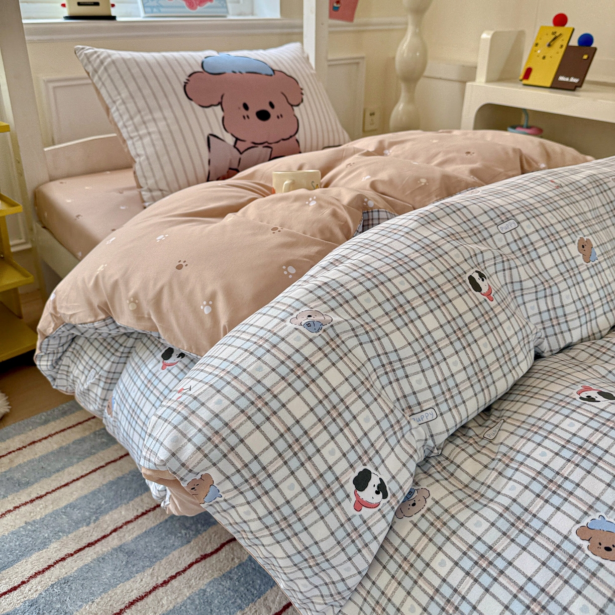 91家纺网 家纺一手货源 找家纺 （总）海岛哥哥 2025新款软柔棉105g大版双面印花宿舍学生三件套上下铺三件套（提供买家秀）