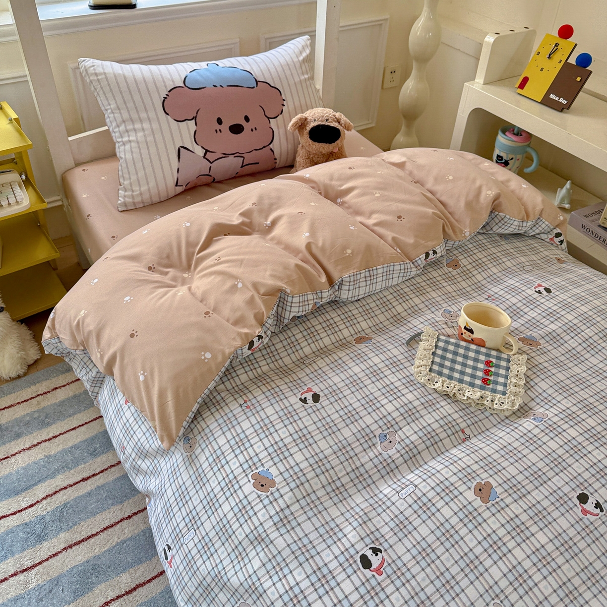 91家纺网 家纺一手货源 找家纺 （总）海岛哥哥 2025新款软柔棉105g大版双面印花宿舍学生三件套上下铺三件套（提供买家秀）