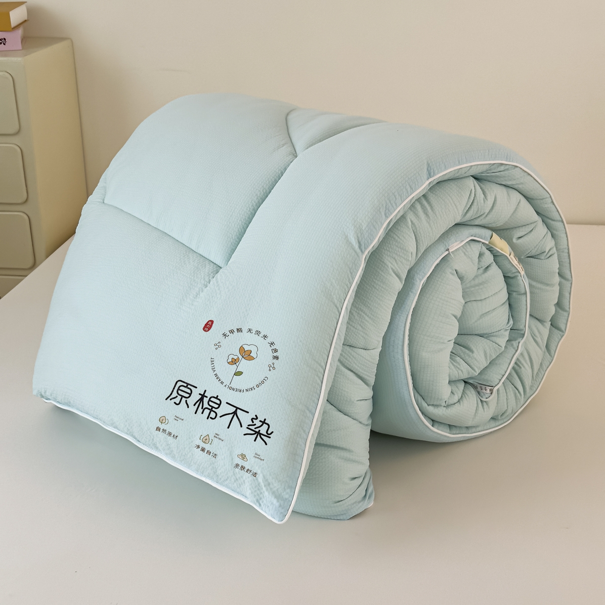 91家纺网 家纺一手货源 找家纺 尊妙被业 2025新品冬被被子被芯春秋被子母被直播批发夏被 -蓝