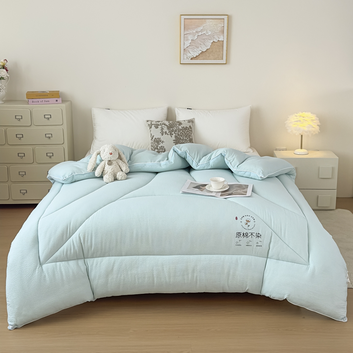 91家纺网 家纺一手货源 找家纺 尊妙被业 2025新品冬被被子被芯春秋被子母被直播批发夏被 -蓝