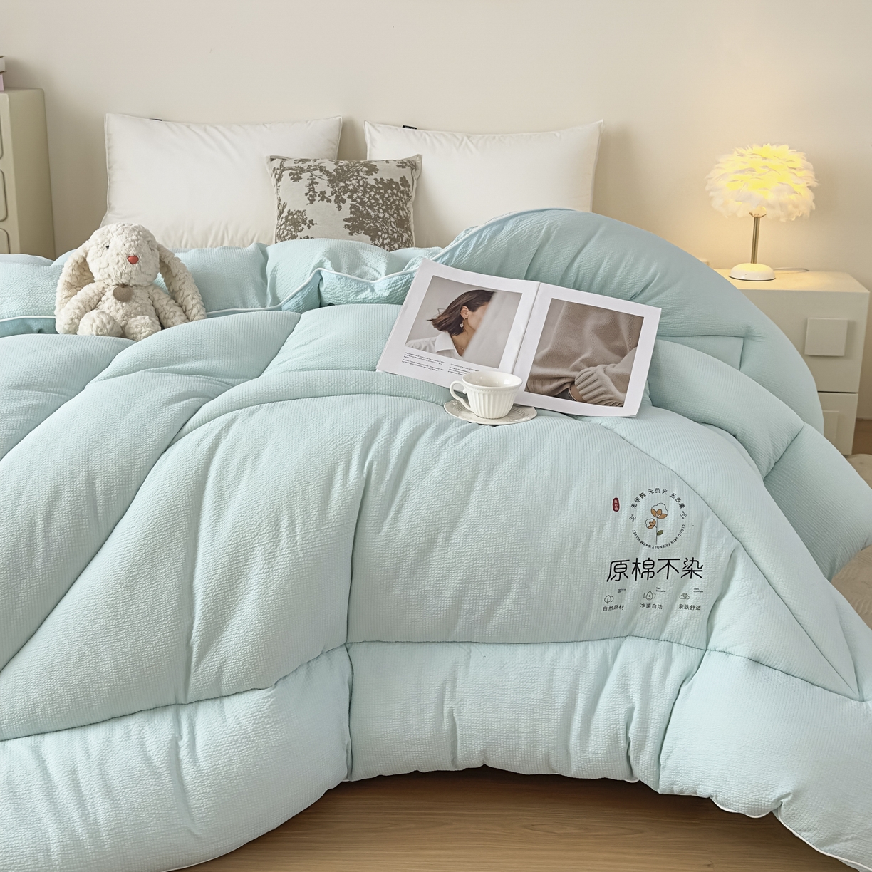 91家纺网 家纺一手货源 找家纺 尊妙被业 2025新品冬被被子被芯春秋被子母被直播批发夏被 -蓝