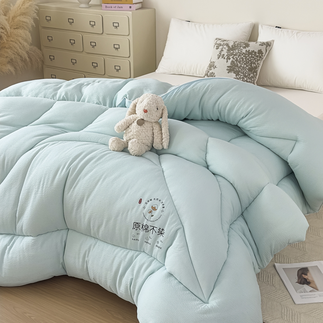 91家纺网 家纺一手货源 找家纺 尊妙被业 2025新品冬被被子被芯春秋被子母被直播批发夏被 -蓝