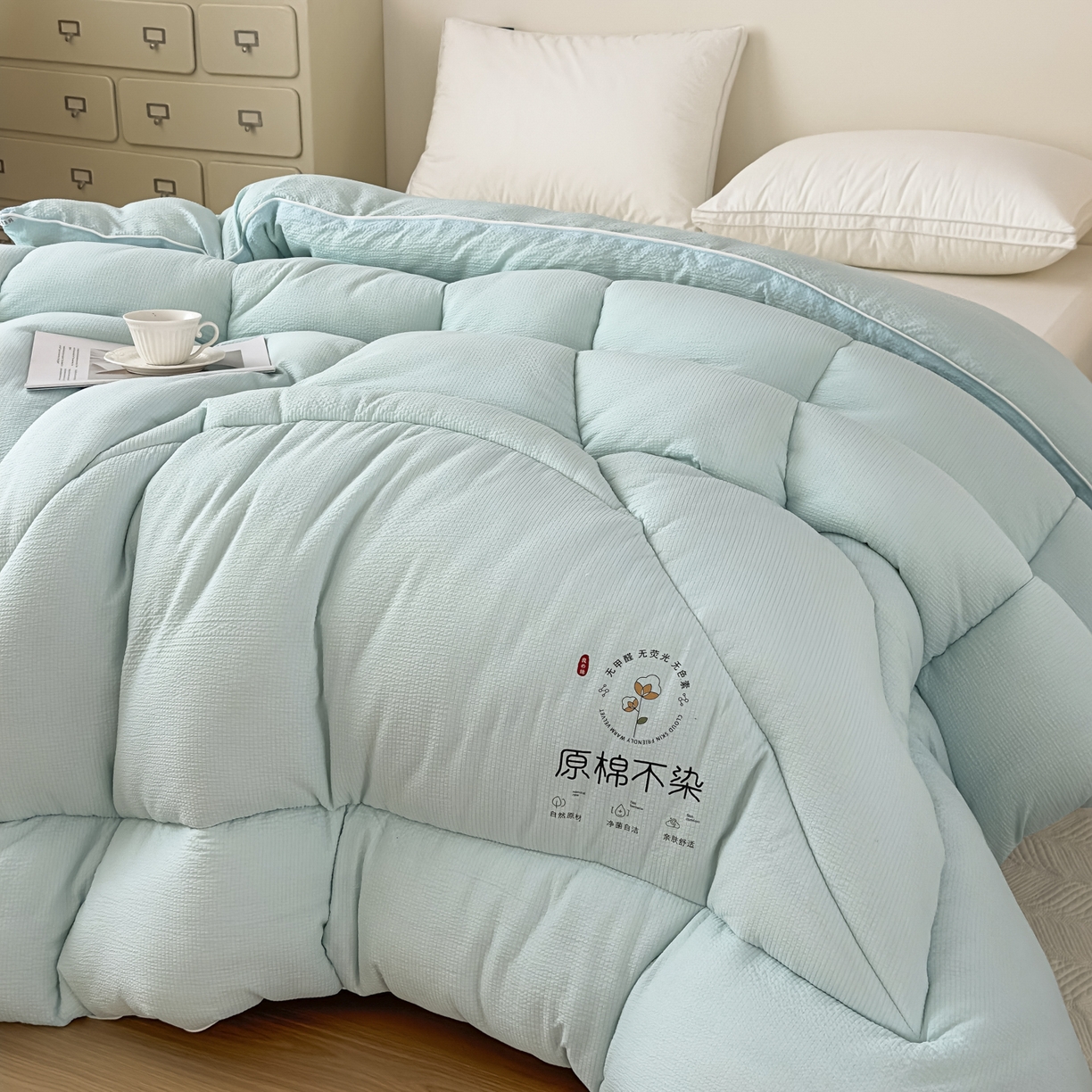 91家纺网 家纺一手货源 找家纺 尊妙被业 2025新品冬被被子被芯春秋被子母被直播批发夏被 -蓝
