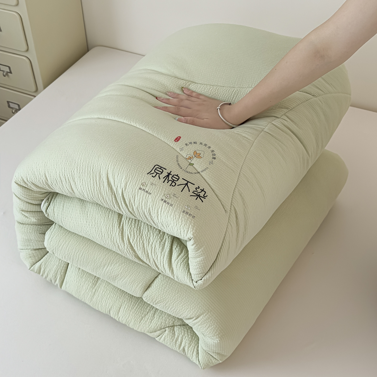 91家纺网 家纺一手货源 找家纺 尊妙被业 2025新品冬被被子被芯春秋被子母被直播批发夏被 -绿