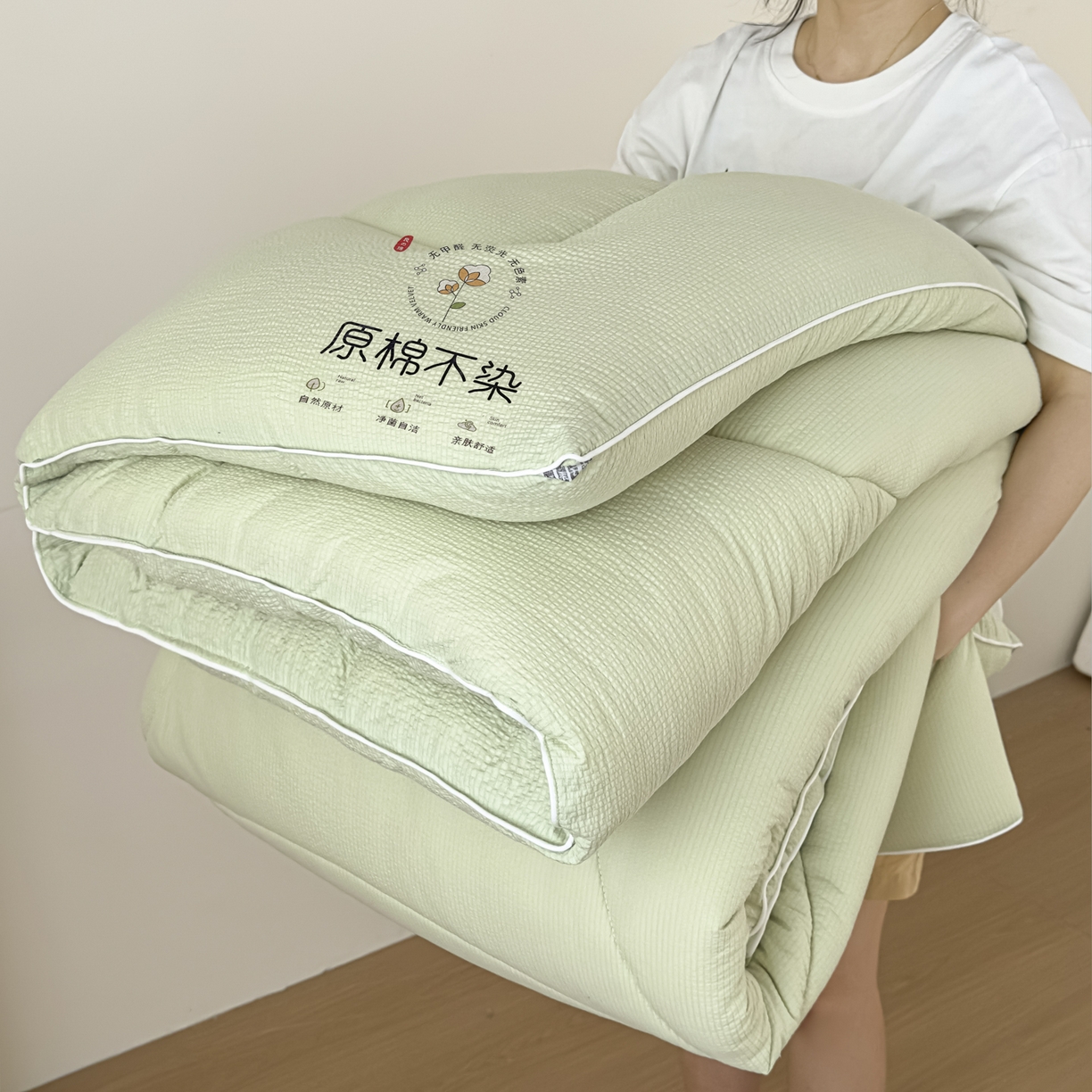 91家纺网 家纺一手货源 找家纺 尊妙被业 2025新品冬被被子被芯春秋被子母被直播批发夏被 -绿