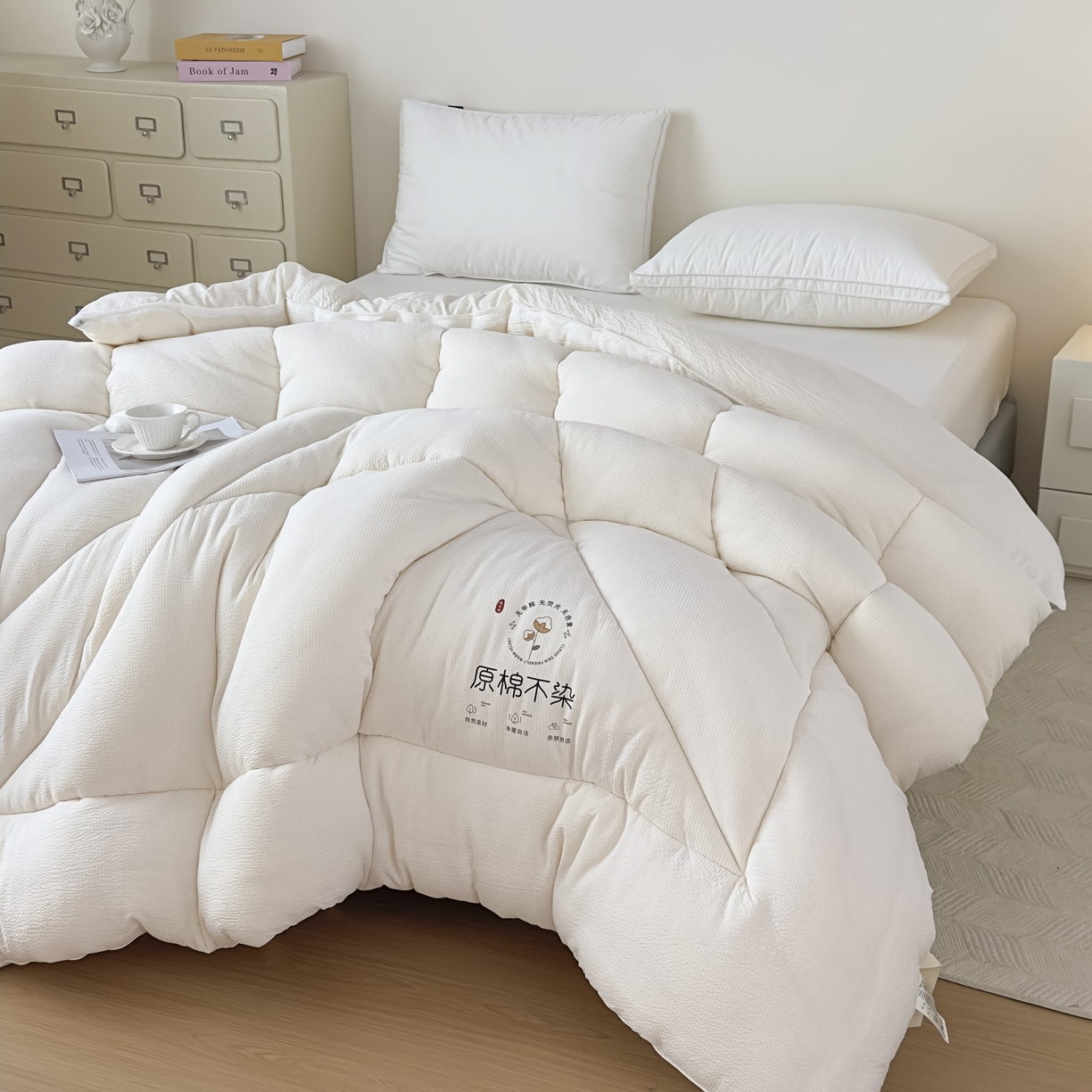 91家纺网 家纺一手货源 找家纺 尊妙被业 2025新品冬被被子被芯春秋被子母被直播批发夏被 -白
