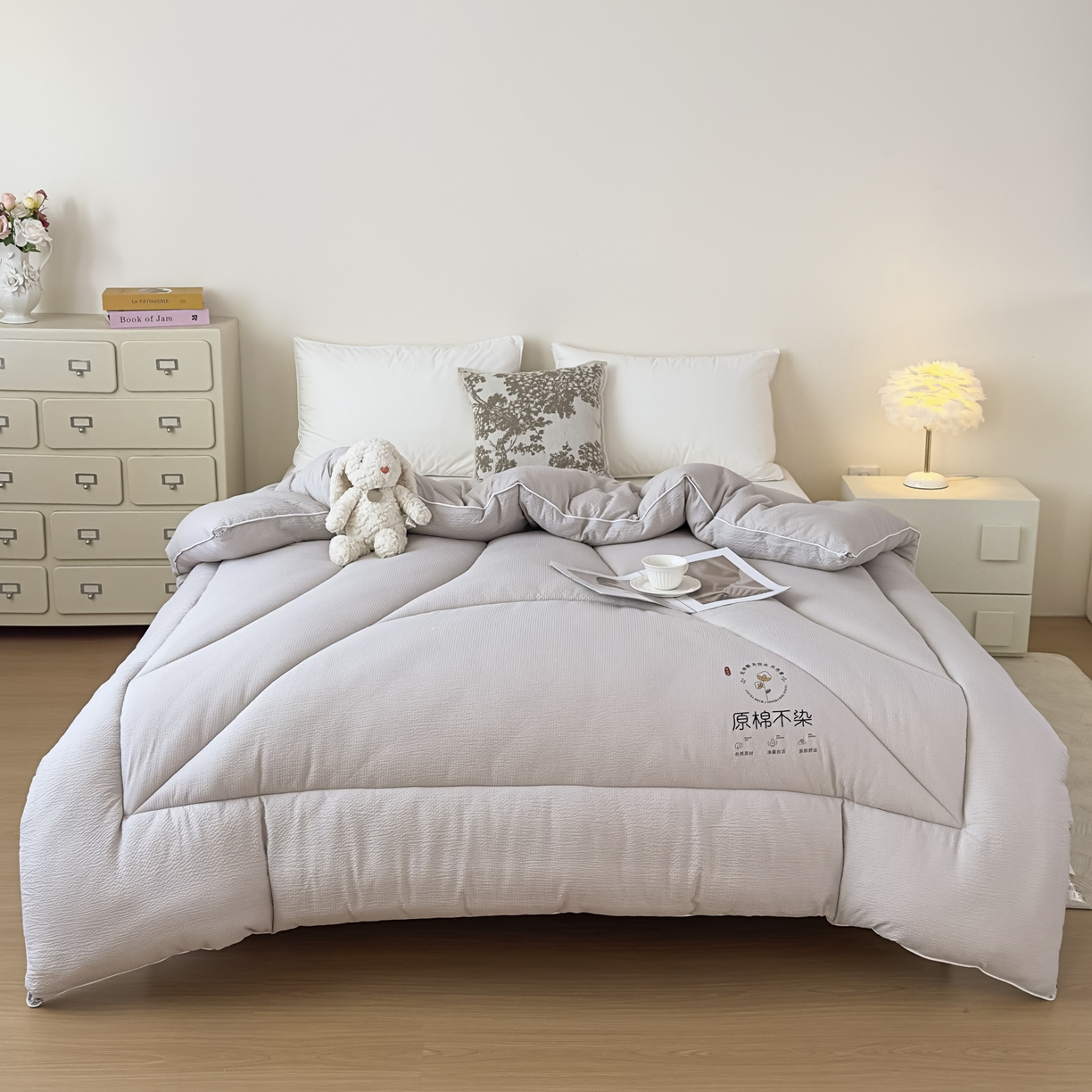 91家纺网 家纺一手货源 找家纺 尊妙被业 2025新品冬被被子被芯春秋被子母被直播批发夏被 -灰