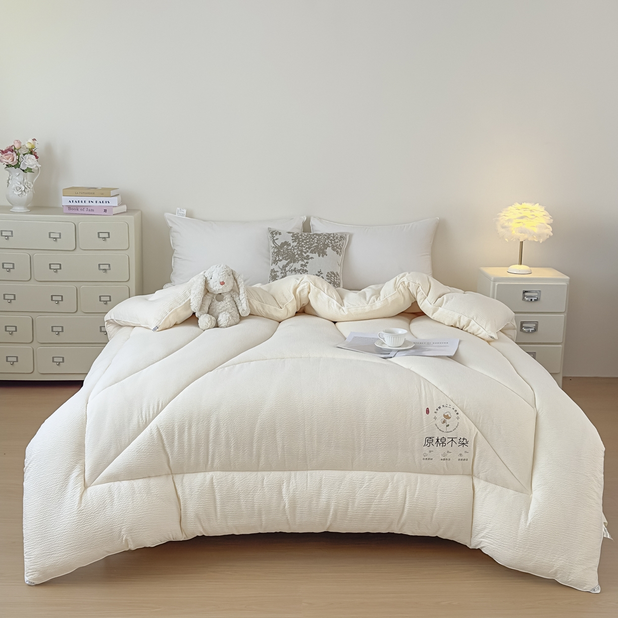 91家纺网 家纺一手货源 找家纺 尊妙被业 2025新品冬被被子被芯春秋被子母被直播批发夏被 -米黄