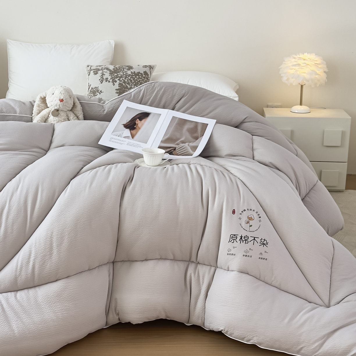 91家纺网 家纺一手货源 找家纺 尊妙被业 2025新品冬被被子被芯春秋被子母被直播批发夏被 -灰