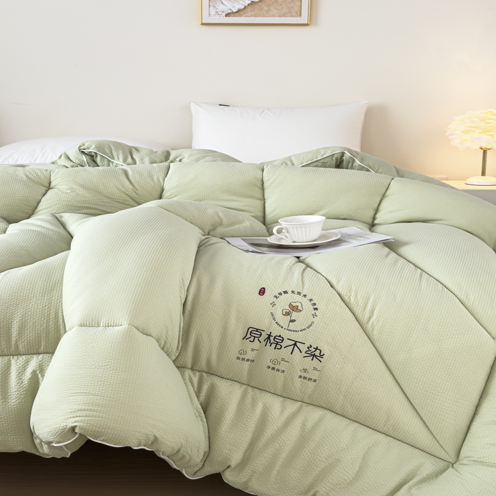 91家纺网 家纺一手货源 找家纺 尊妙被业 2025新品冬被被子被芯春秋被子母被直播批发夏被 -绿