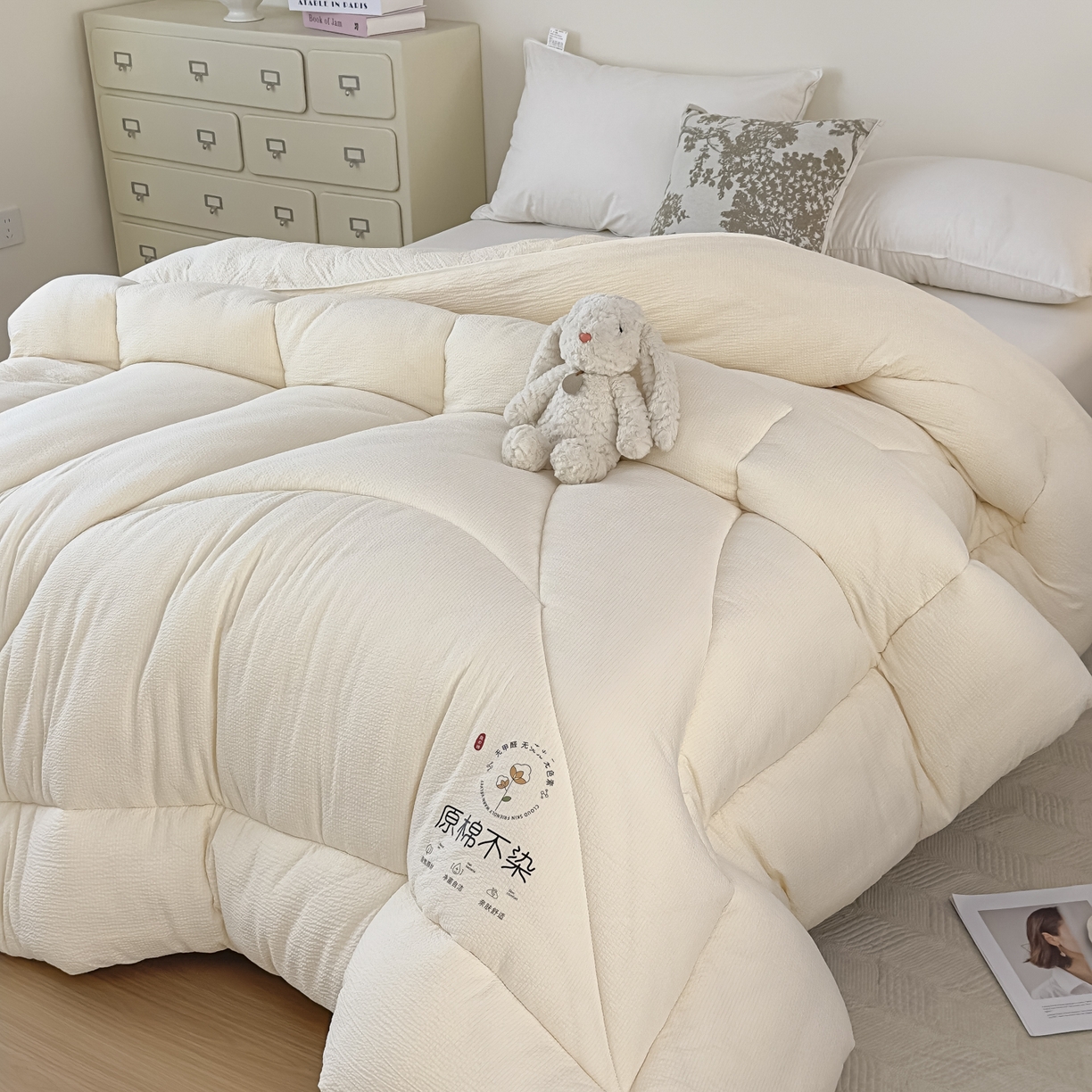 91家纺网 家纺一手货源 找家纺 尊妙被业 2025新品冬被被子被芯春秋被子母被直播批发夏被 -米黄