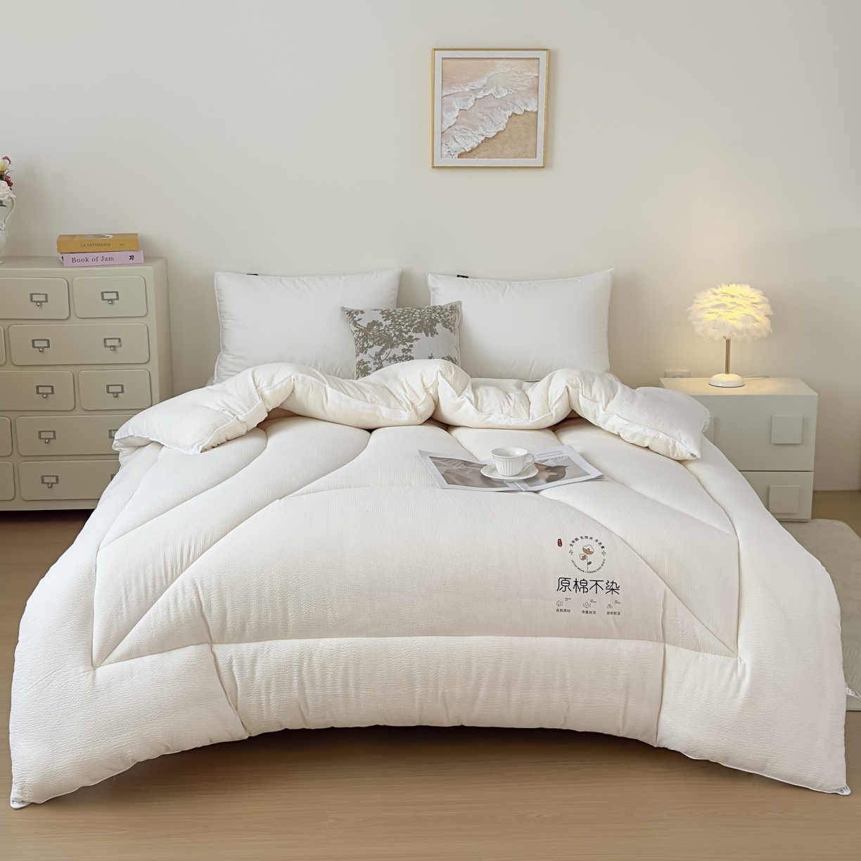 91家纺网 家纺一手货源 找家纺 尊妙被业 2025新品冬被被子被芯春秋被子母被直播批发夏被 -白