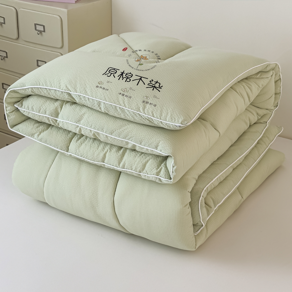 91家纺网 家纺一手货源 找家纺 尊妙被业 2025新品冬被被子被芯春秋被子母被直播批发夏被 -绿