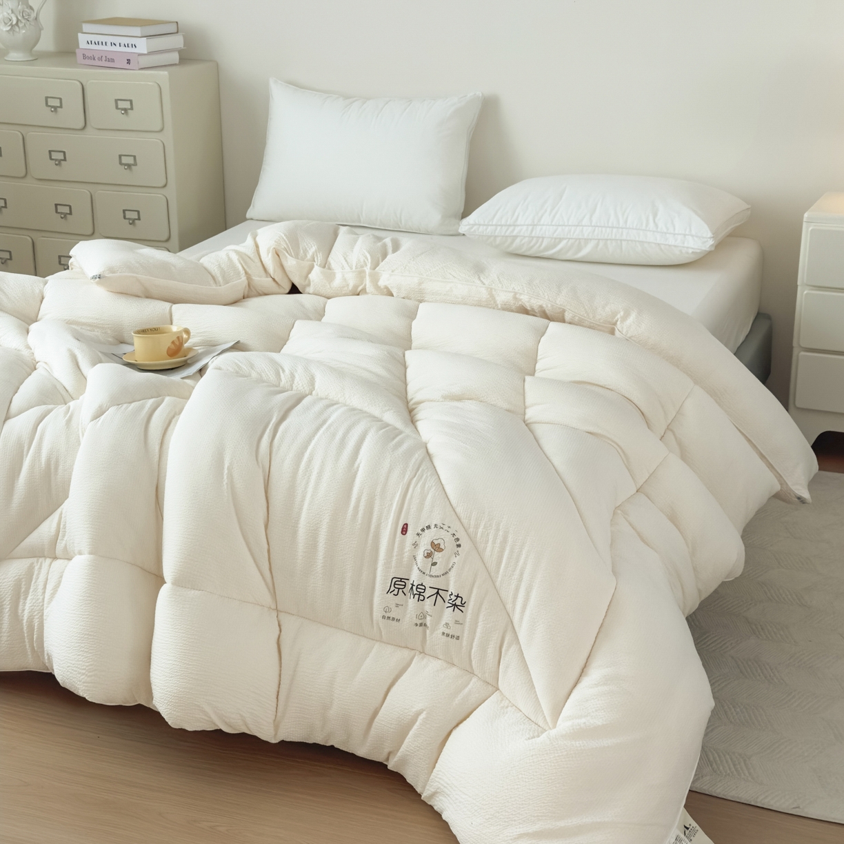 91家纺网 家纺一手货源 找家纺 尊妙被业 2025新品冬被被子被芯春秋被子母被直播批发夏被 -米黄