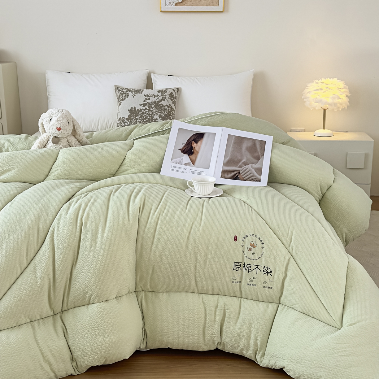 91家纺网 家纺一手货源 找家纺 尊妙被业 2025新品冬被被子被芯春秋被子母被直播批发夏被 -绿