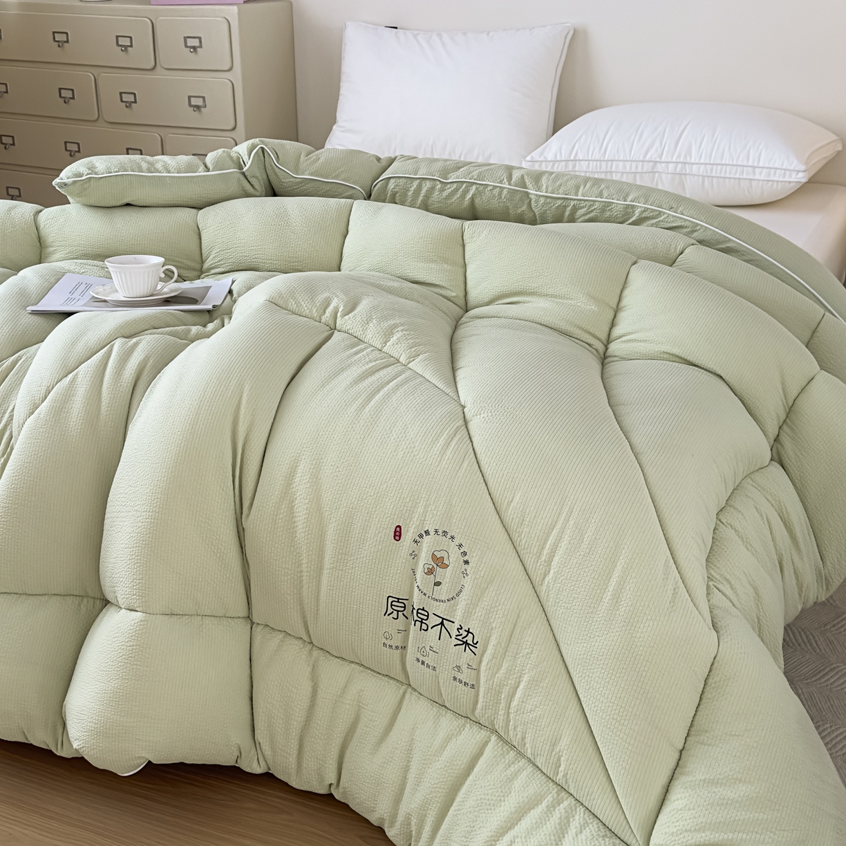 91家纺网 家纺一手货源 找家纺 尊妙被业 2025新品冬被被子被芯春秋被子母被直播批发夏被 -绿