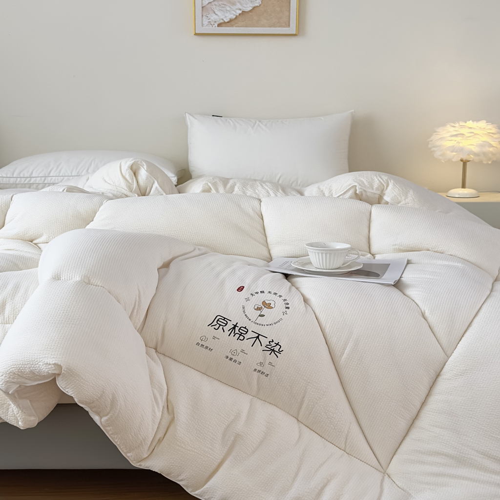 91家纺网 家纺一手货源 找家纺 尊妙被业 2025新品冬被被子被芯春秋被子母被直播批发夏被 -白