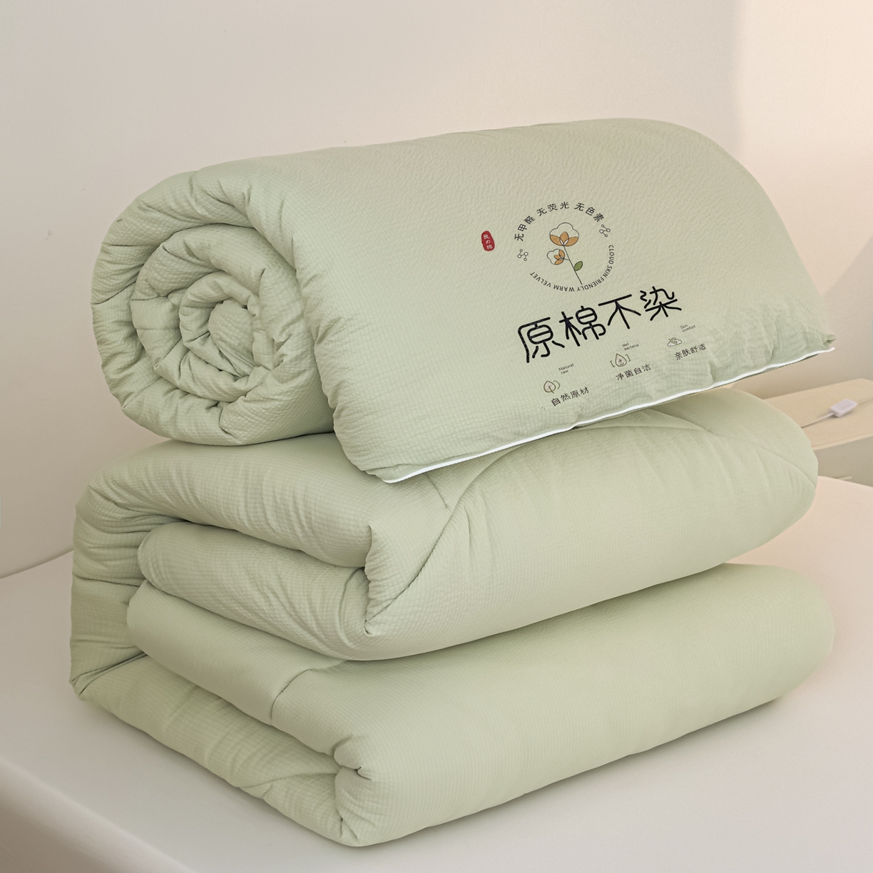 91家纺网 家纺一手货源 找家纺 尊妙被业 2025新品冬被被子被芯春秋被子母被直播批发夏被 -绿