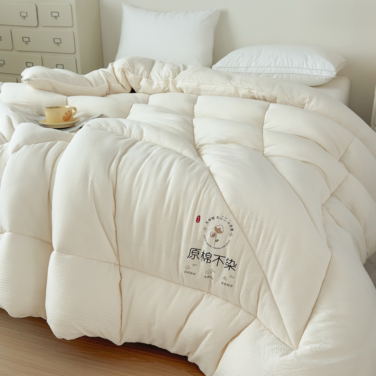 91家纺网 家纺一手货源 找家纺 尊妙被业 2025新品冬被被子被芯春秋被子母被直播批发夏被 -米黄