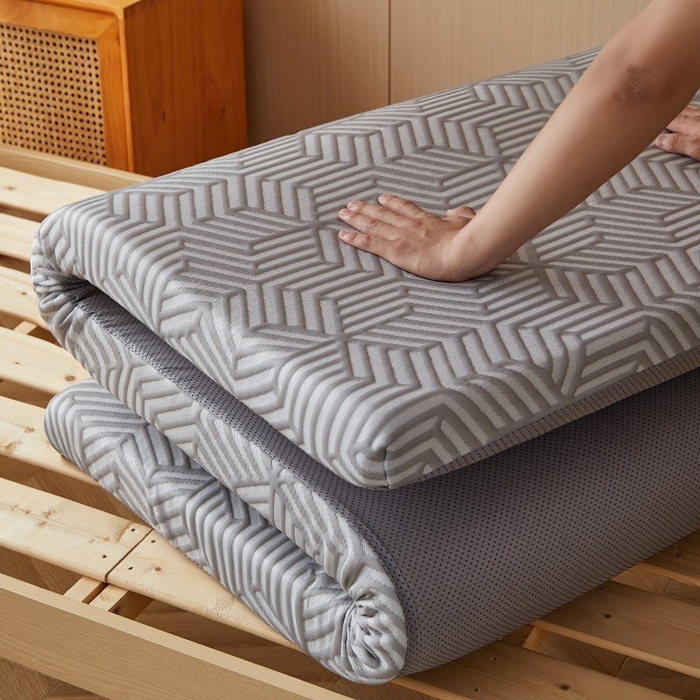 91家纺网 家纺一手货源 找家纺 薇梦蚊帐 2025新款可拆洗针织棉海绵床垫 菱镜-灰