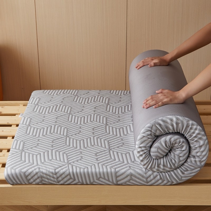 91家纺网 家纺一手货源 找家纺 薇梦蚊帐 2025新款可拆洗针织棉海绵床垫 菱镜-灰