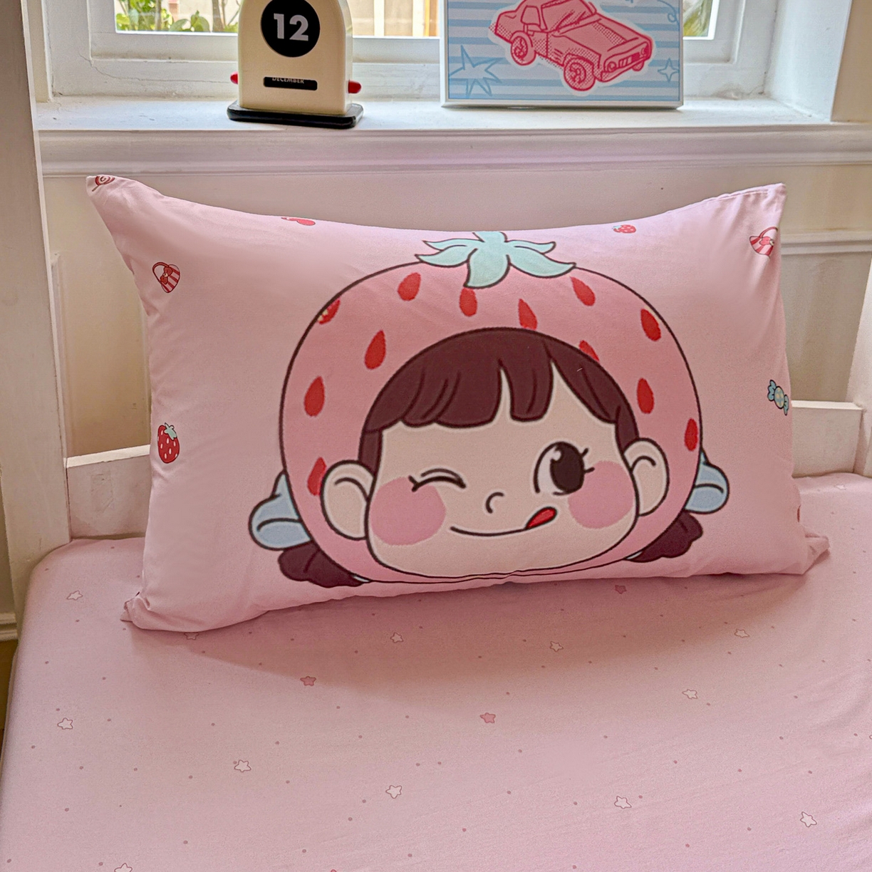 91家纺网 家纺一手货源 找家纺 海岛哥哥 2025新款软柔棉105g大版双面印花宿舍学生三件套上下铺三件套 甜心女孩